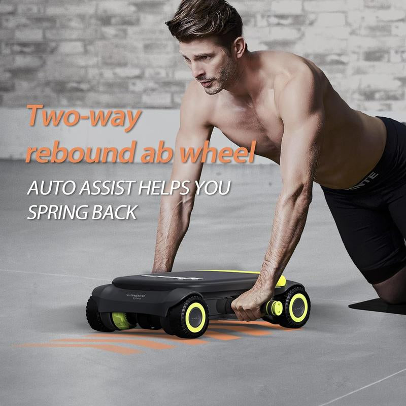 WONDER CORE, Ab Roller Board with 4 Wheels, Automatic Rebound Abdominal Wheel for Core Workout, Ab Exercise Equipment,With Knee Pad Four Wheel Valentine Gift Springtik