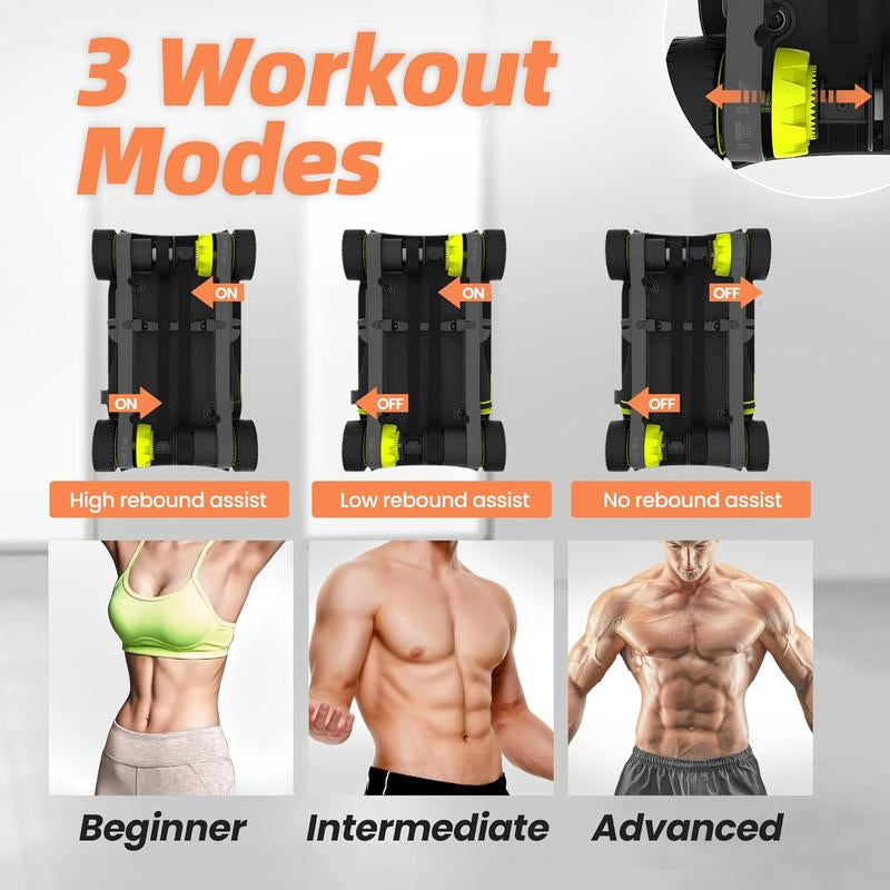 WONDER CORE, Ab Roller Board with 4 Wheels, Automatic Rebound Abdominal Wheel for Core Workout, Ab Exercise Equipment,With Knee Pad Four Wheel Valentine Gift Springtik