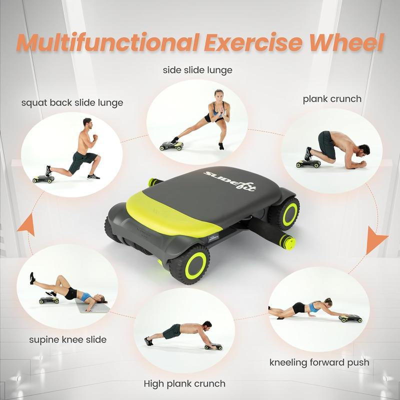 WONDER CORE, Ab Roller Board with 4 Wheels, Automatic Rebound Abdominal Wheel for Core Workout, Ab Exercise Equipment,With Knee Pad Four Wheel Valentine Gift Springtik