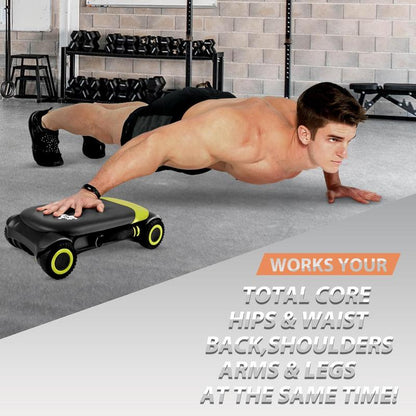 WONDER CORE, Ab Roller Board with 4 Wheels, Automatic Rebound Abdominal Wheel for Core Workout, Ab Exercise Equipment,With Knee Pad Four Wheel Valentine Gift Springtik