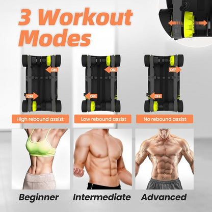 WONDER CORE, Ab Roller Board with 4 Wheels, Automatic Rebound Abdominal Wheel for Core Workout, Ab Exercise Equipment,With Knee Pad Four Wheel Valentine Gift Springtik